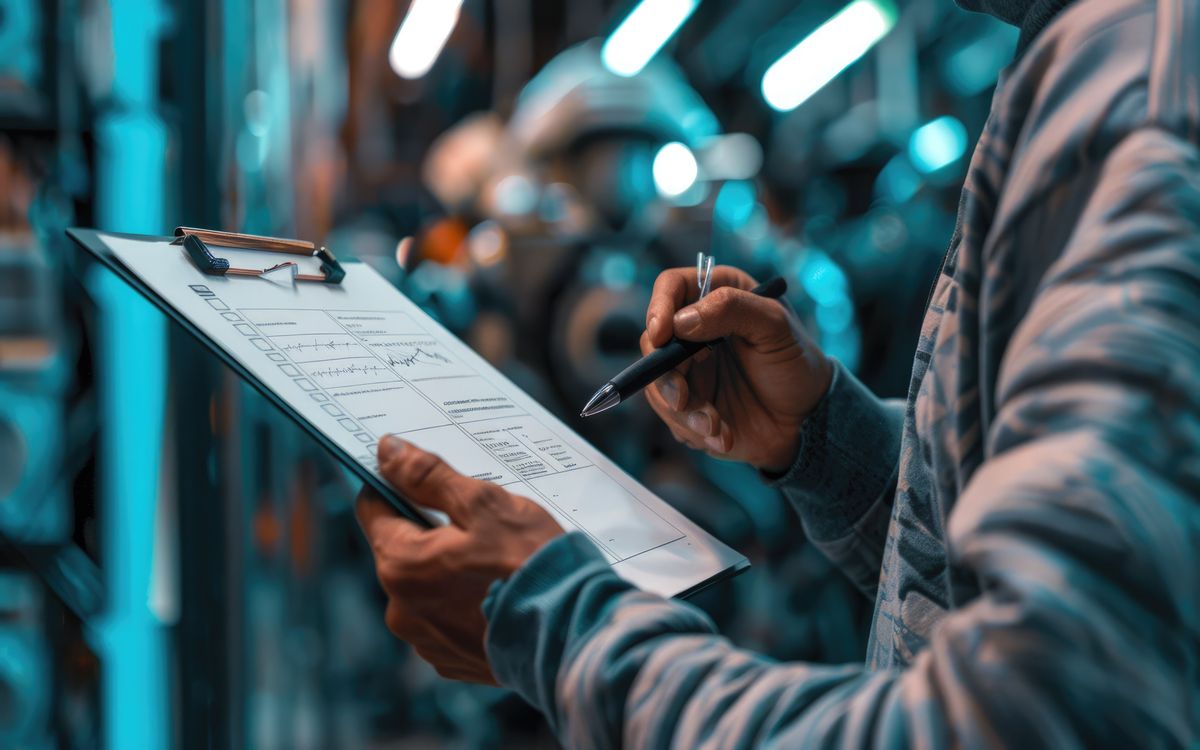 Production deployment checklist showing settings verification, health checks, and monitoring setup