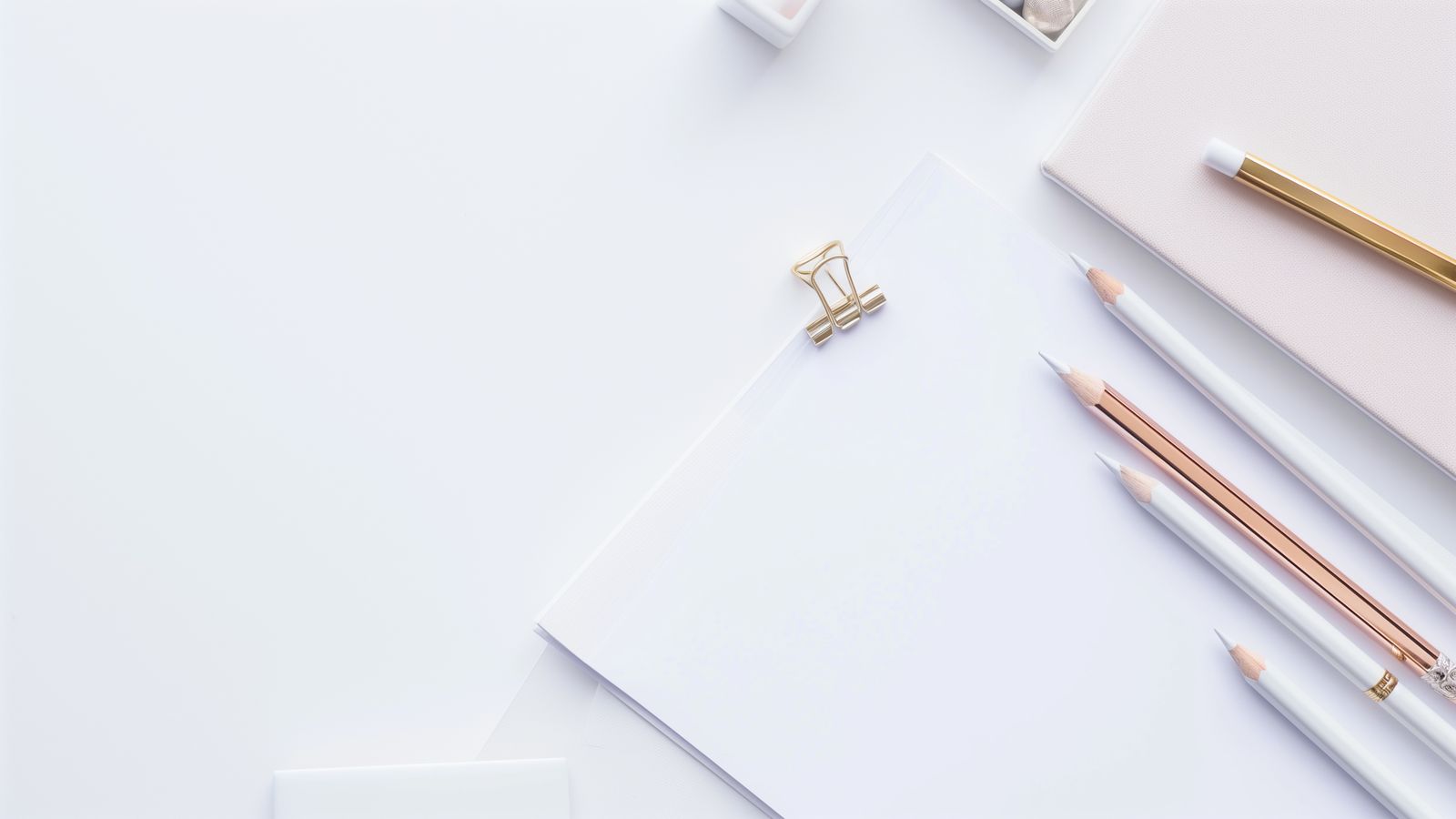 Desk with notebook and pen for correspondence