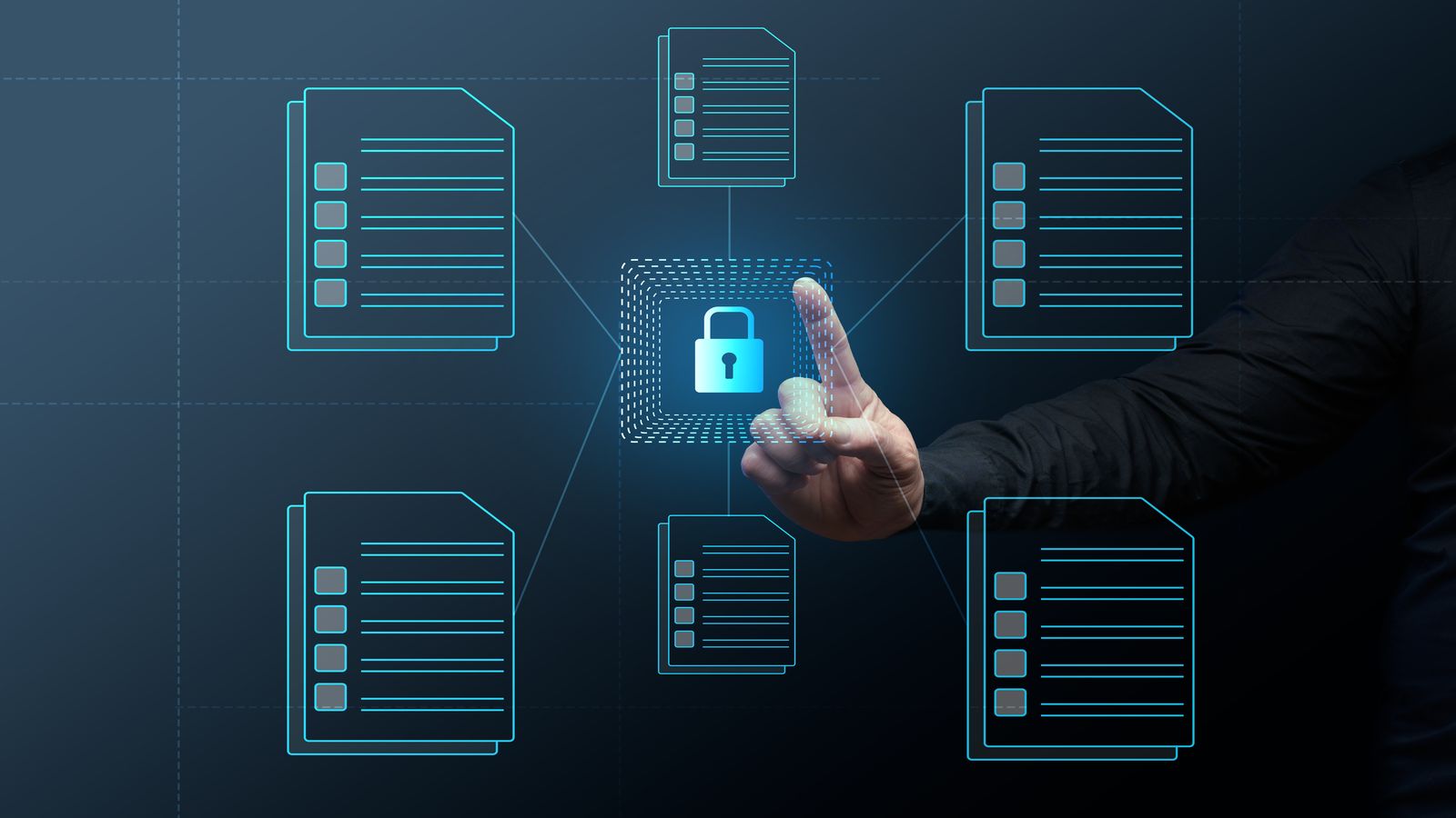 Security audit checklist with lock and authentication flow diagrams